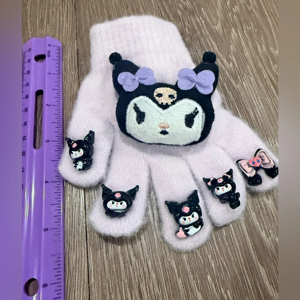Sanrio Kuromi kids' expandable cozy gloves.